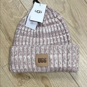UGG Pink and Cream Knit Beanie
